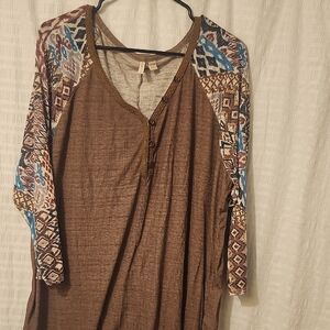Brown Patterned Women's Top